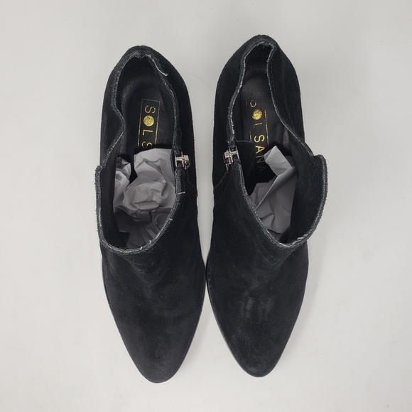 SOL SANA Black Suede Stacked Heel Ankle Boots size 40 - Picture 4 of 10